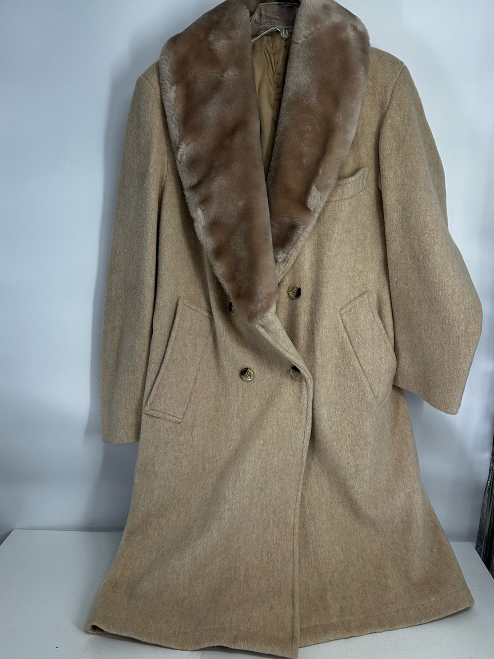 Vintage 80s by Campus Womens 80% Pure Wool Trench Coat Made in USA Sz 40/XL